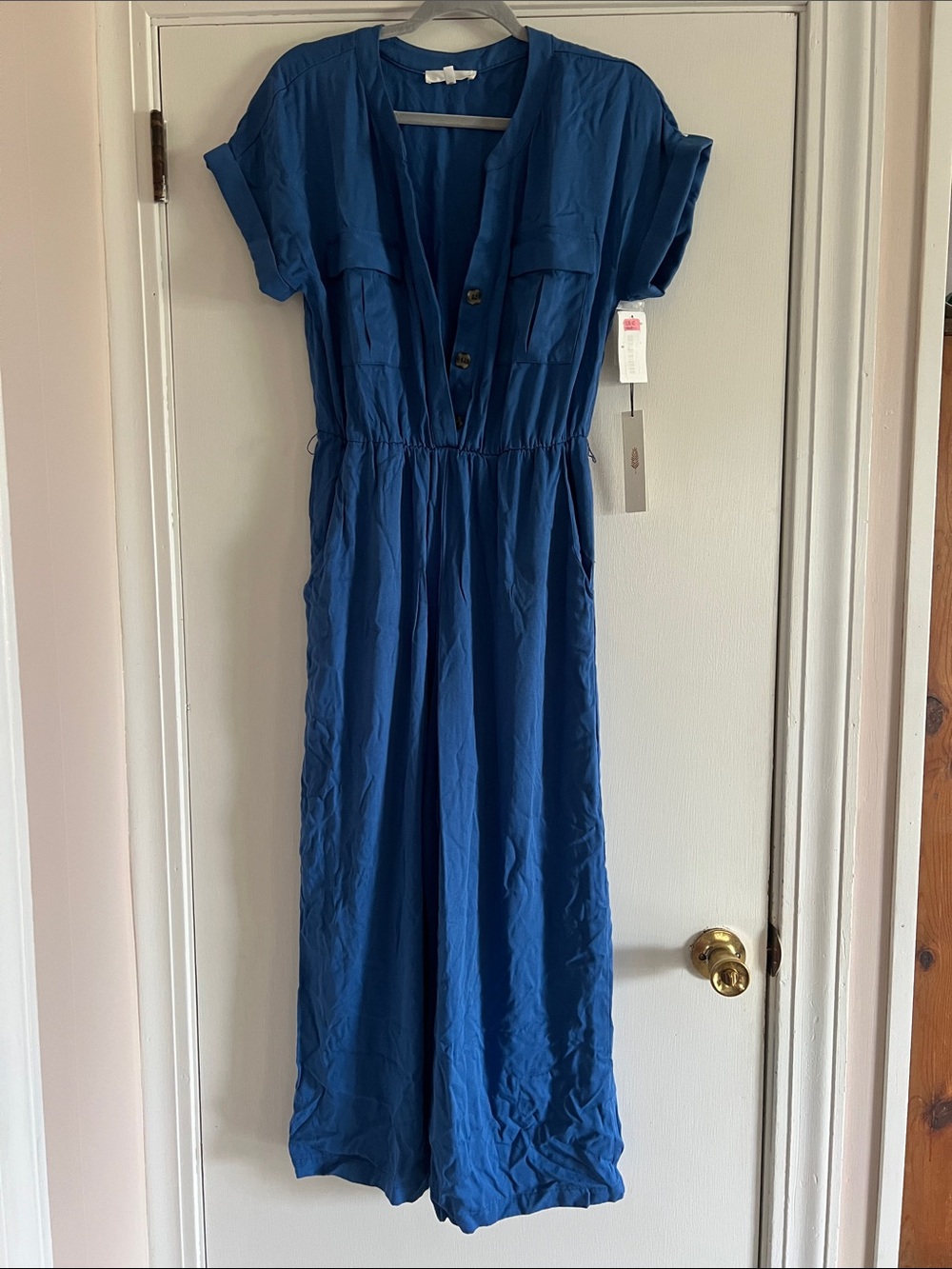 june & hudson Cobalt Blue Short-Sleeve Jumpsuit